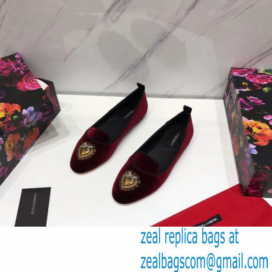 Dolce & Gabbana Velvet Devotion Loafers Slippers Burgundy 2021 - Click Image to Close